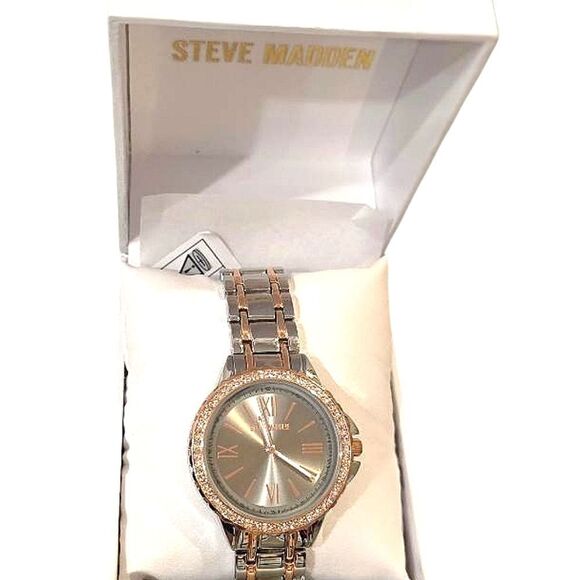 Steve Madden Two-Tone Silver and Rose Gold Watch